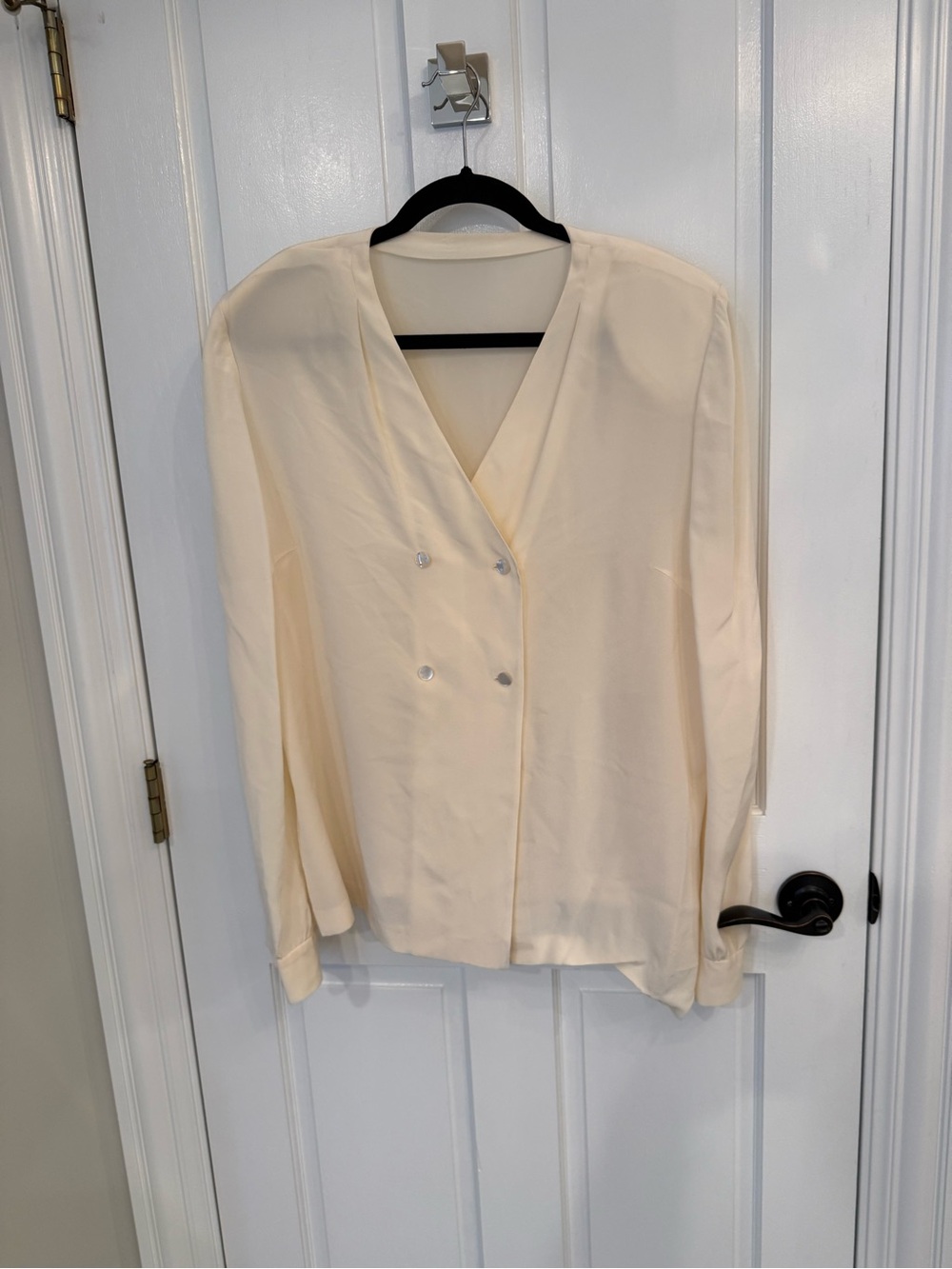 Elegant Vintage Escada Cream Double-Breasted Women’s Top